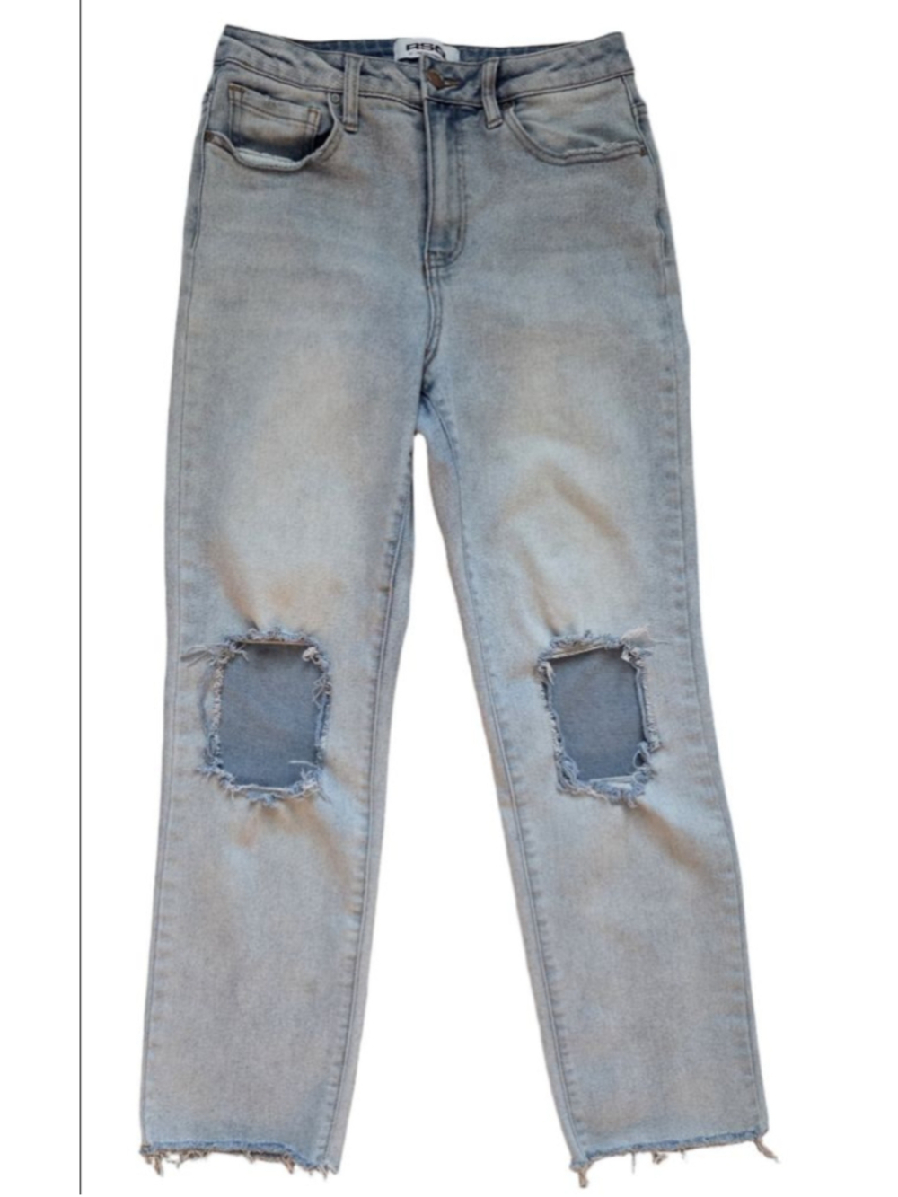 Women's RSQ Light Blue Distressed High Rise Straight Leg Jeans Size 27